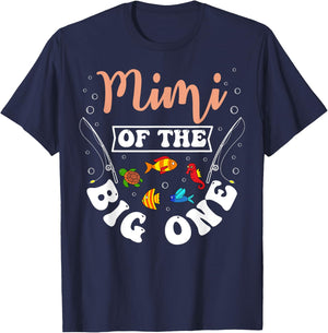 Mimi Of The Big One Fishing Birthday Party Bday Celebration T-Shirt - T-Shirt | Navy