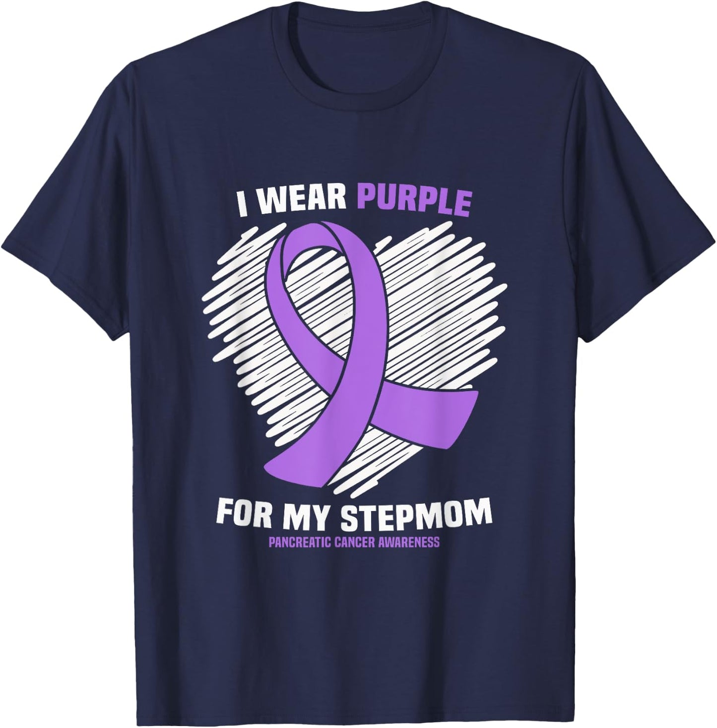 I Wear Purple For My Stepmom Pancreatic Cancer Awareness T-Shirt - T-Shirt | Navy