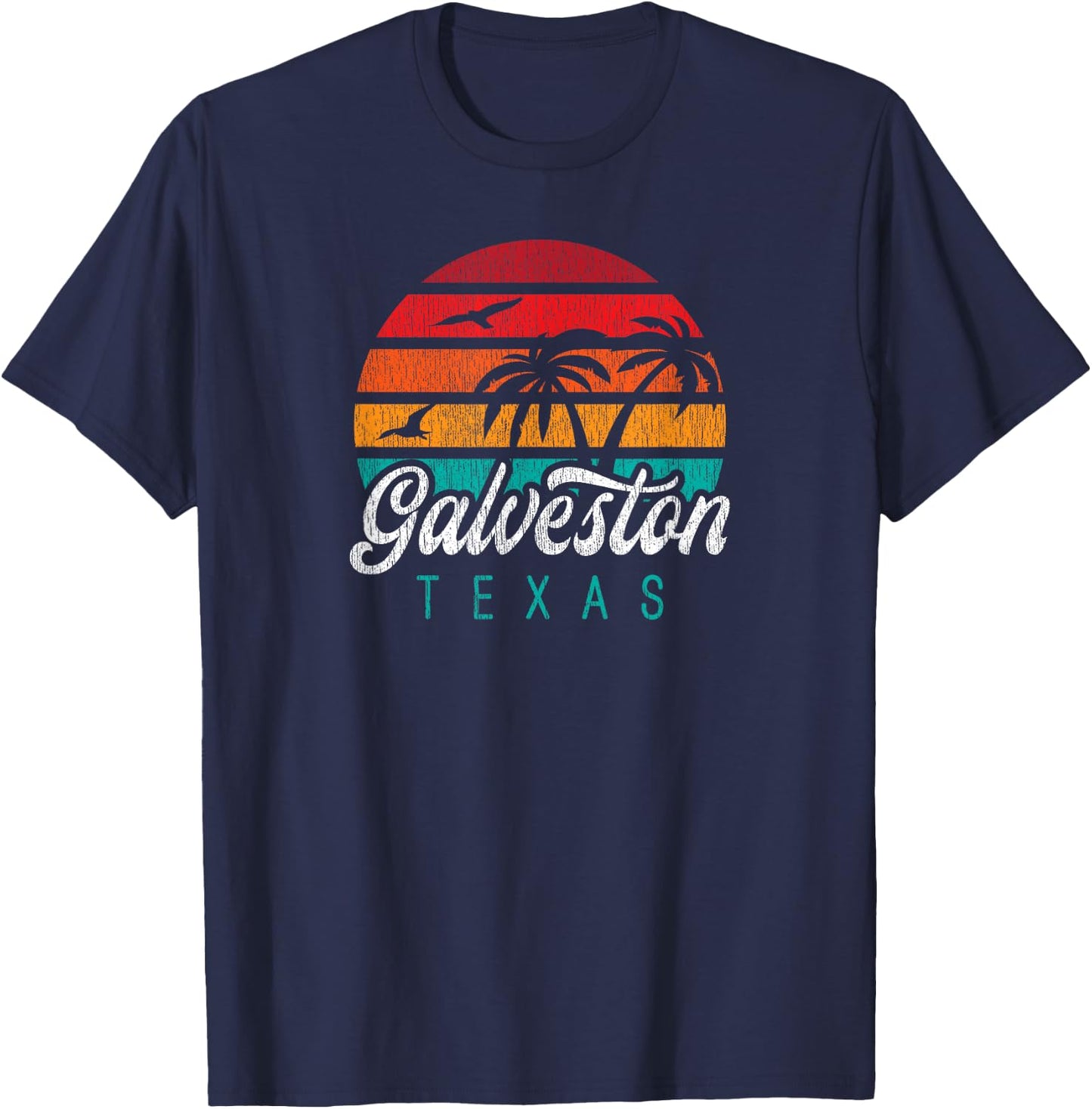 GALVESTON TX, Galveston Texas Sunset Design T-Shirt - T-Shirt | Navy