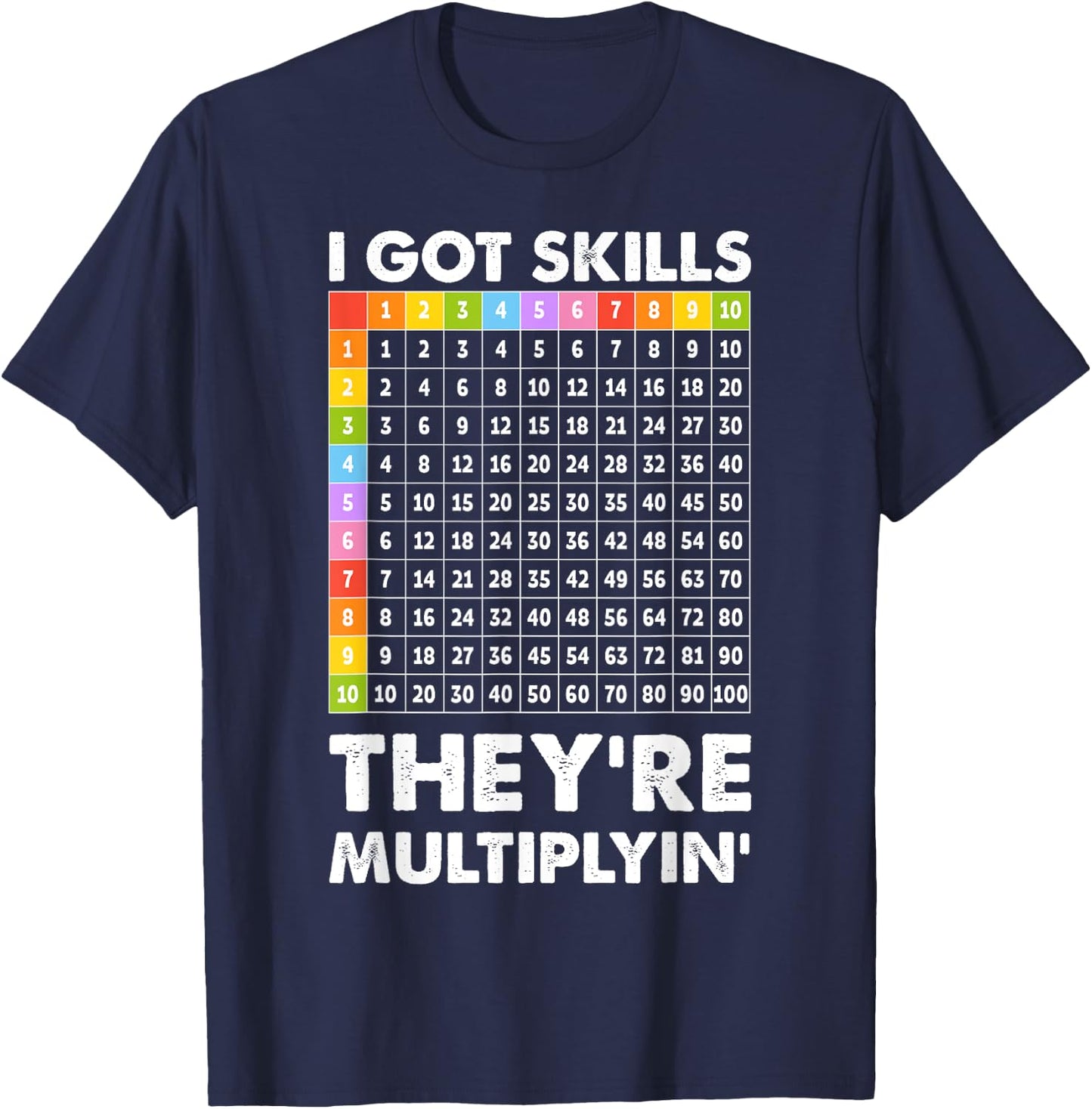 I Got Skills They're Multiplying Nerd Funny Math Teacher T-Shirt - T-Shirt | Navy