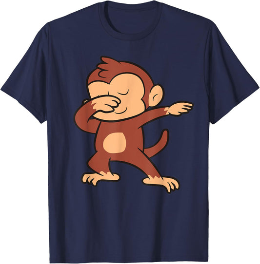 Dabbing Monkey Dancing Cute Ape Monkey T-Shirt - T-Shirt | Navy
