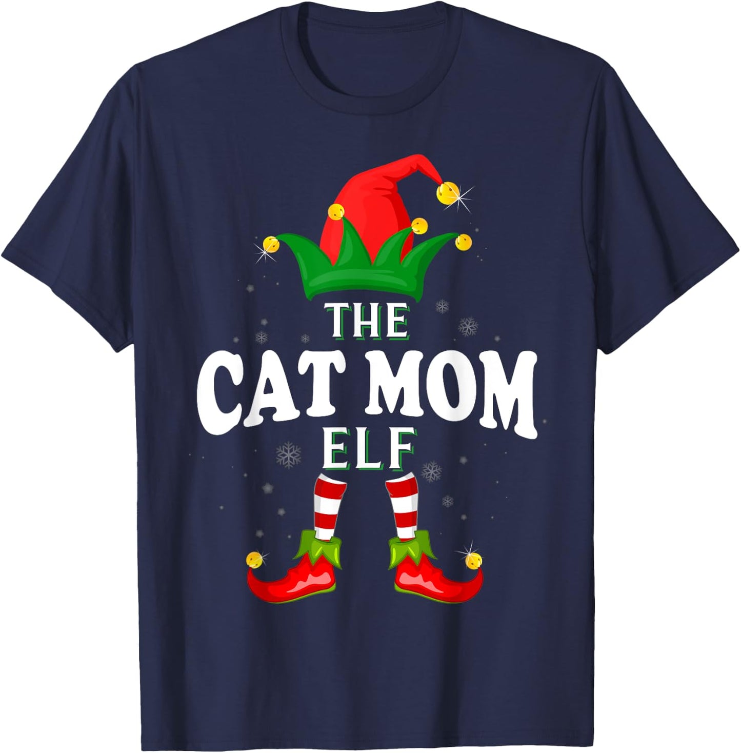 Xmas Cat mom Elf Family Matching Christmas Pajama T-Shirt - T-Shirt | Navy