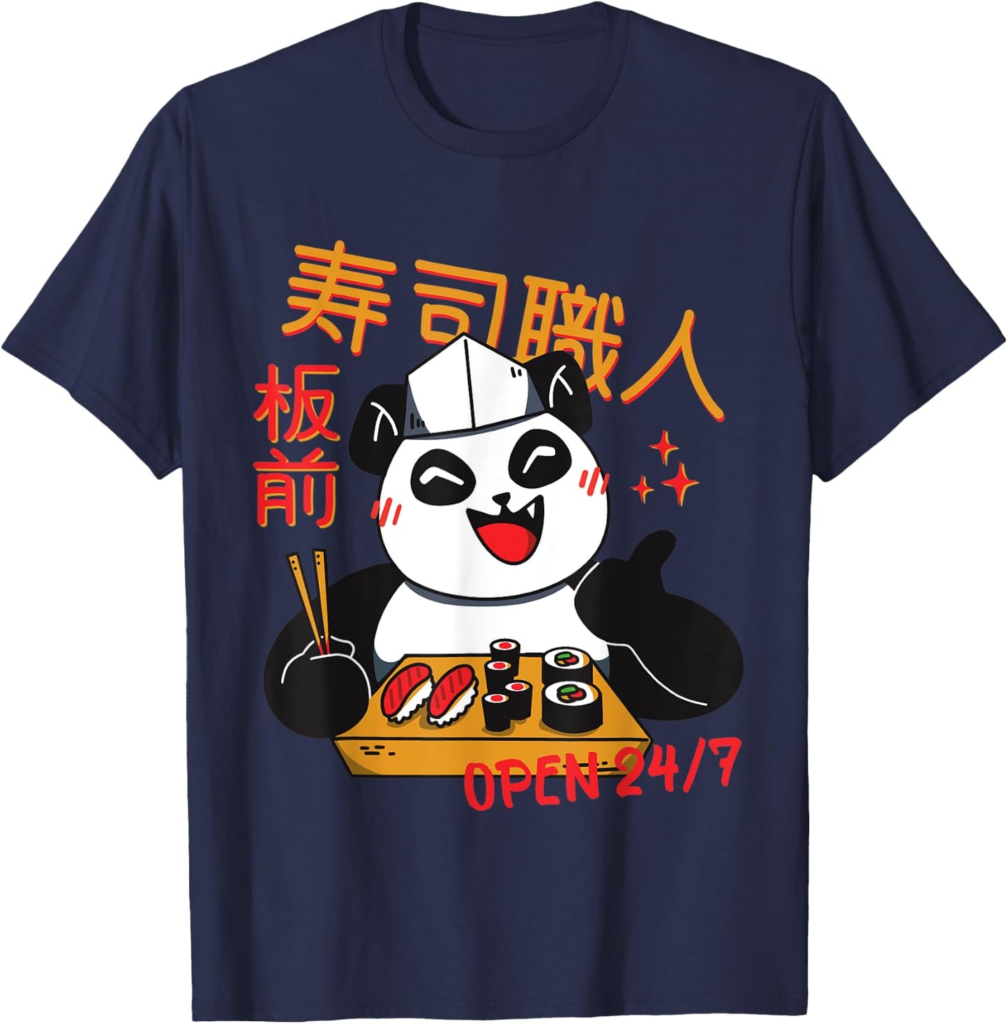 Sushi Chef Panda Kawaii Maki Manga Zoo Children T-Shirt - T-Shirt | Navy