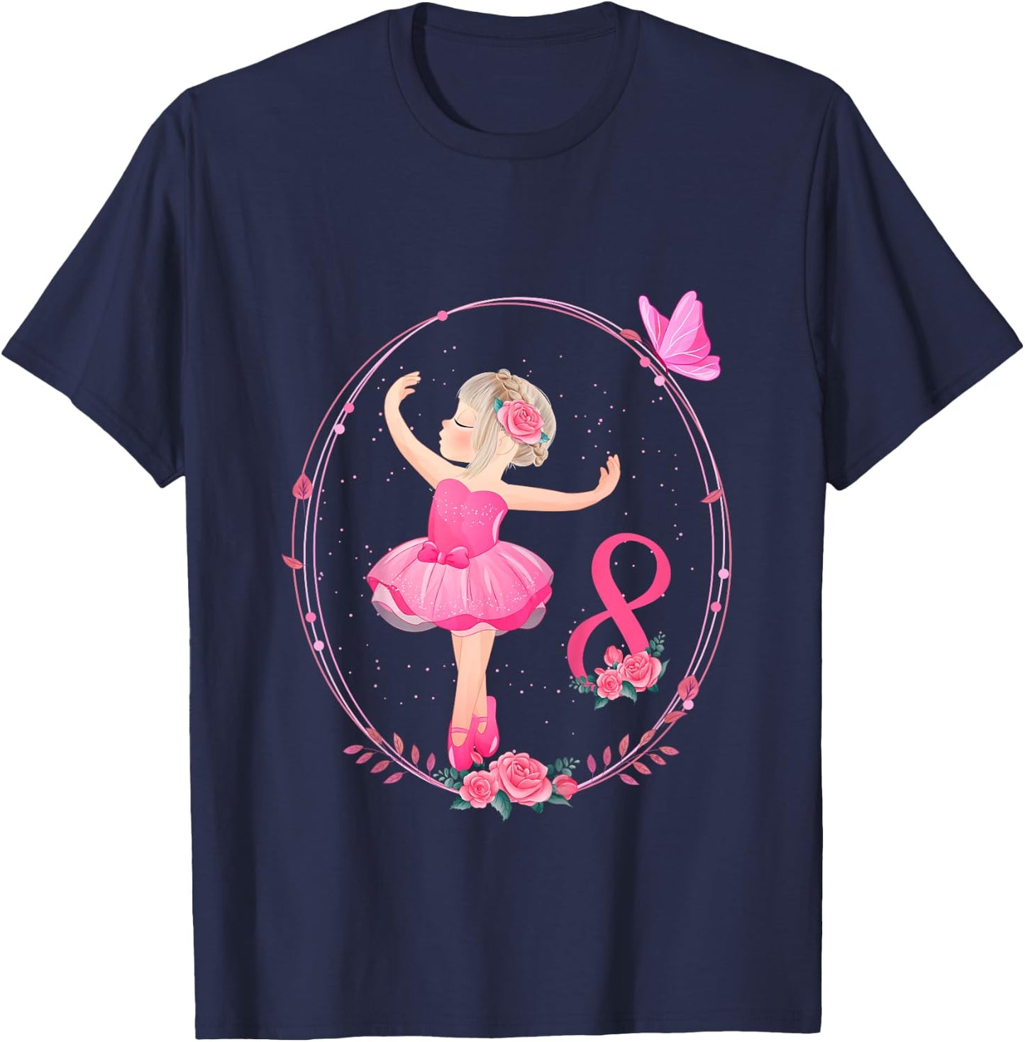 8th Birthday Ballerina in Tutu Girl Ballet 8 Years T-Shirt - T-Shirt | Navy