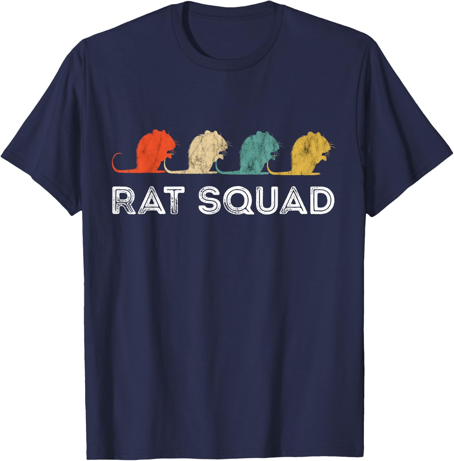 Rat Squad Retro Vintage Rat Owner Rodent Mouse Rat Lover T-Shirt - T-Shirt | Navy