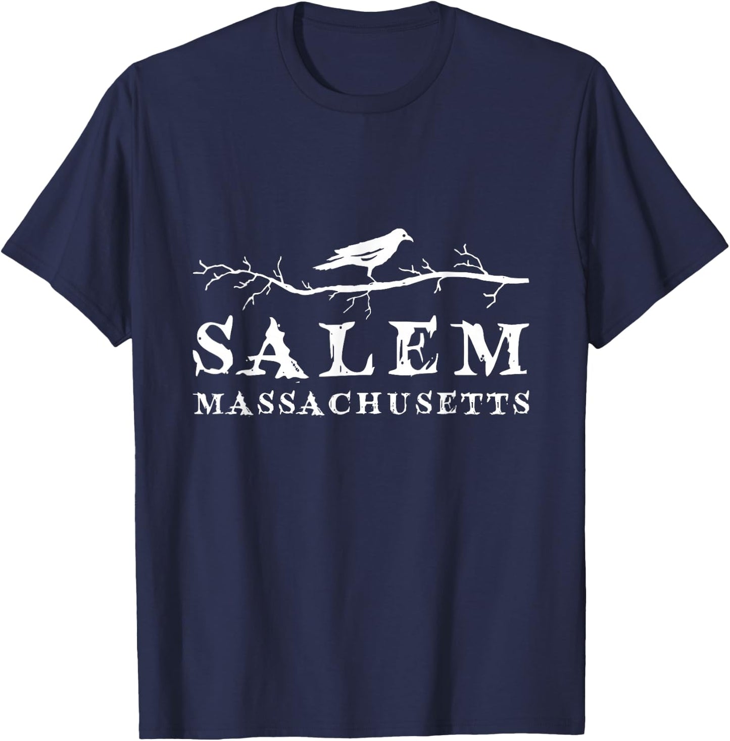 A Crow On Tree Branch Vintage Salem Massachusetts Souvenir T-Shirt - T-Shirt | Navy