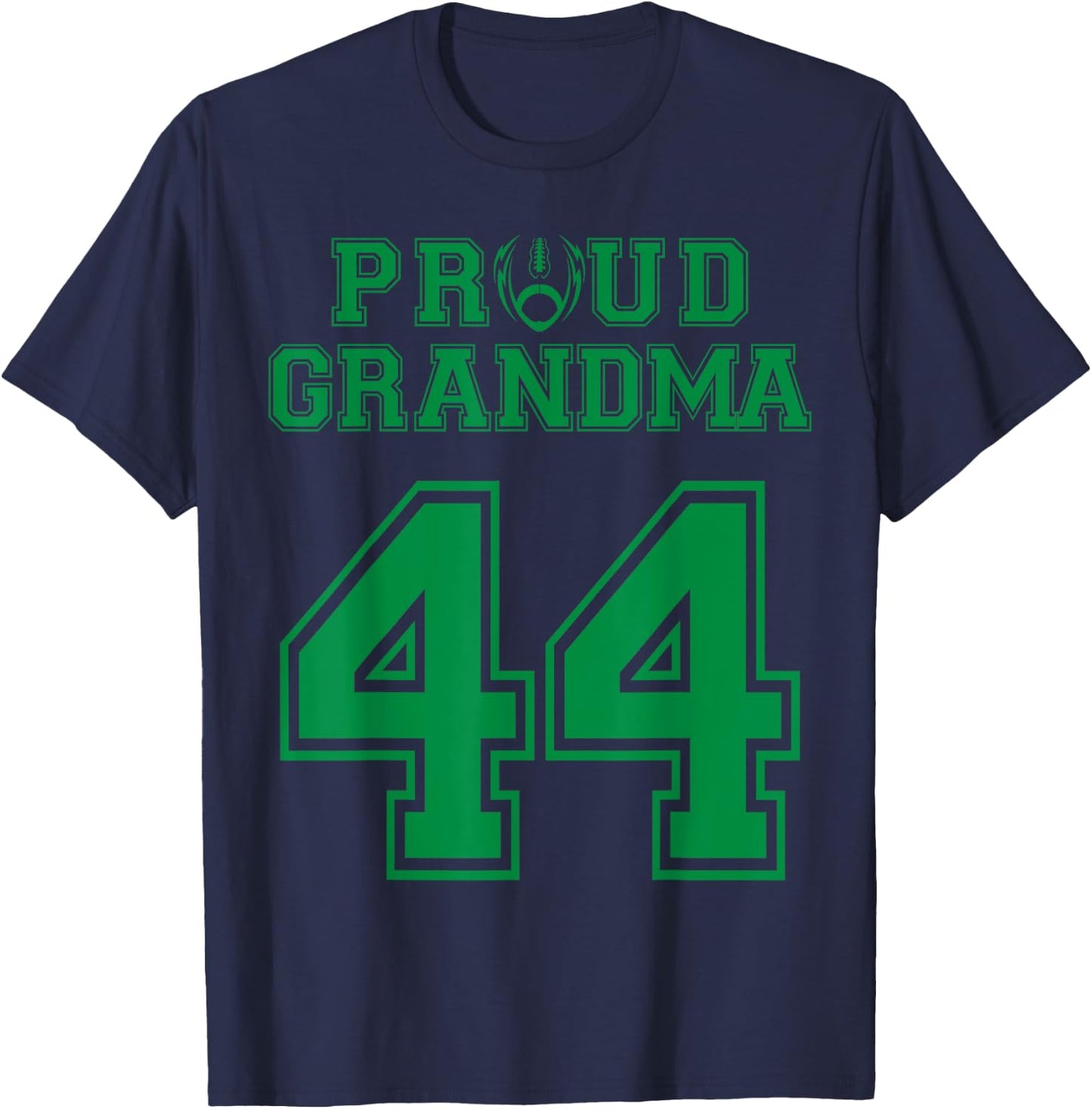 Custom Proud Football Grandma Number 44 G Personalized T-Shirt - T-Shirt | Navy