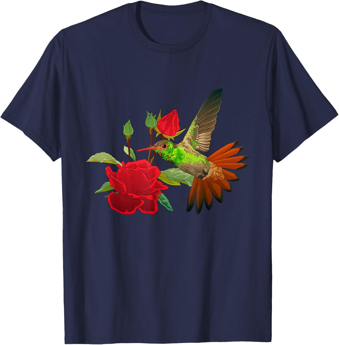 Hummingbird with flower T-Shirt - T-Shirt | Navy