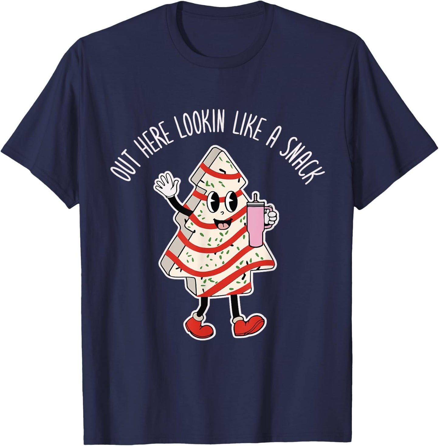 Out Here Looking Like A Snack Groovy Boo Jee Christmas Tree T-Shirt - T-Shirt | Navy