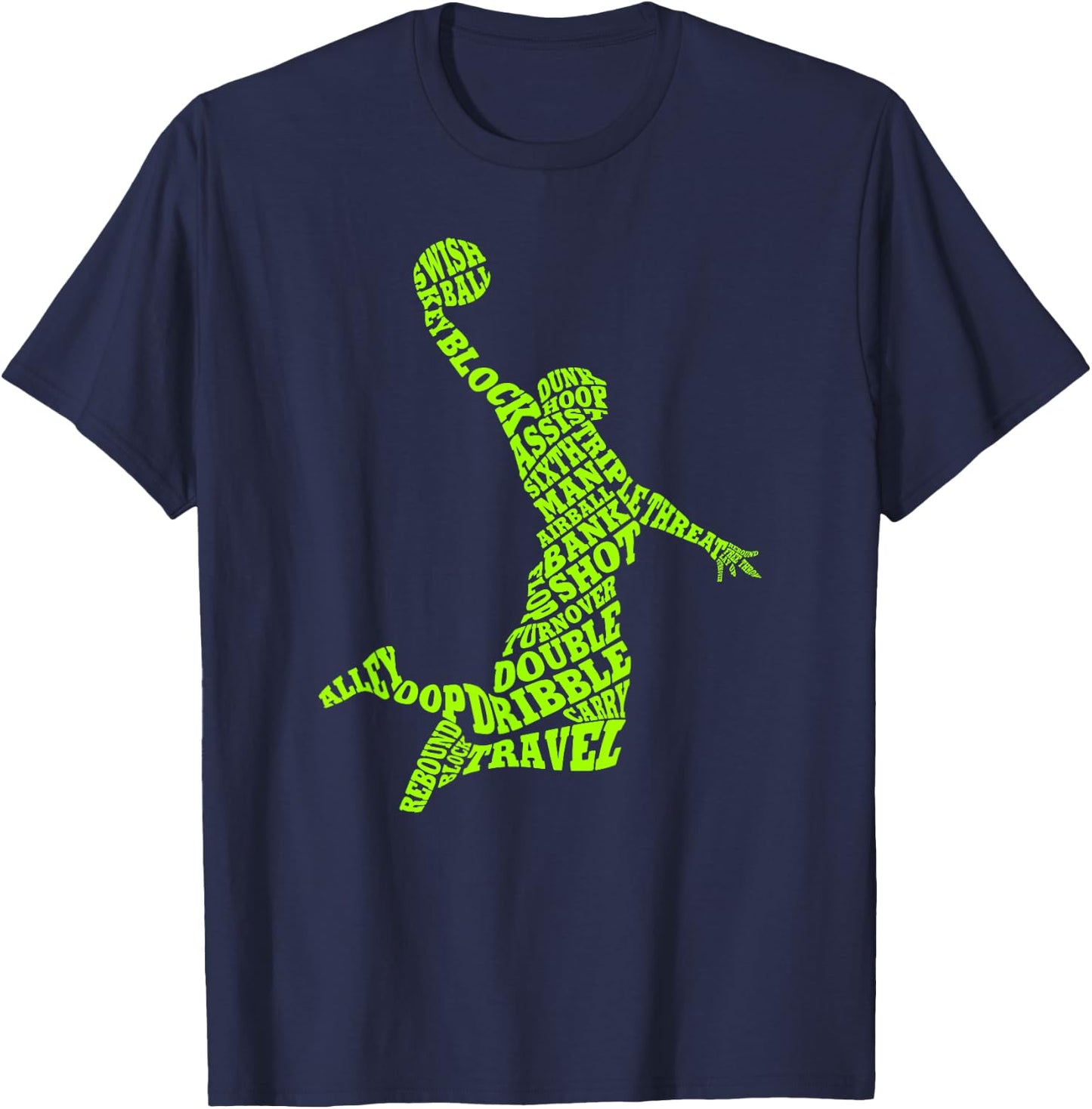 Basketball Player Typography Word Art T-Shirt - T-Shirt | Navy