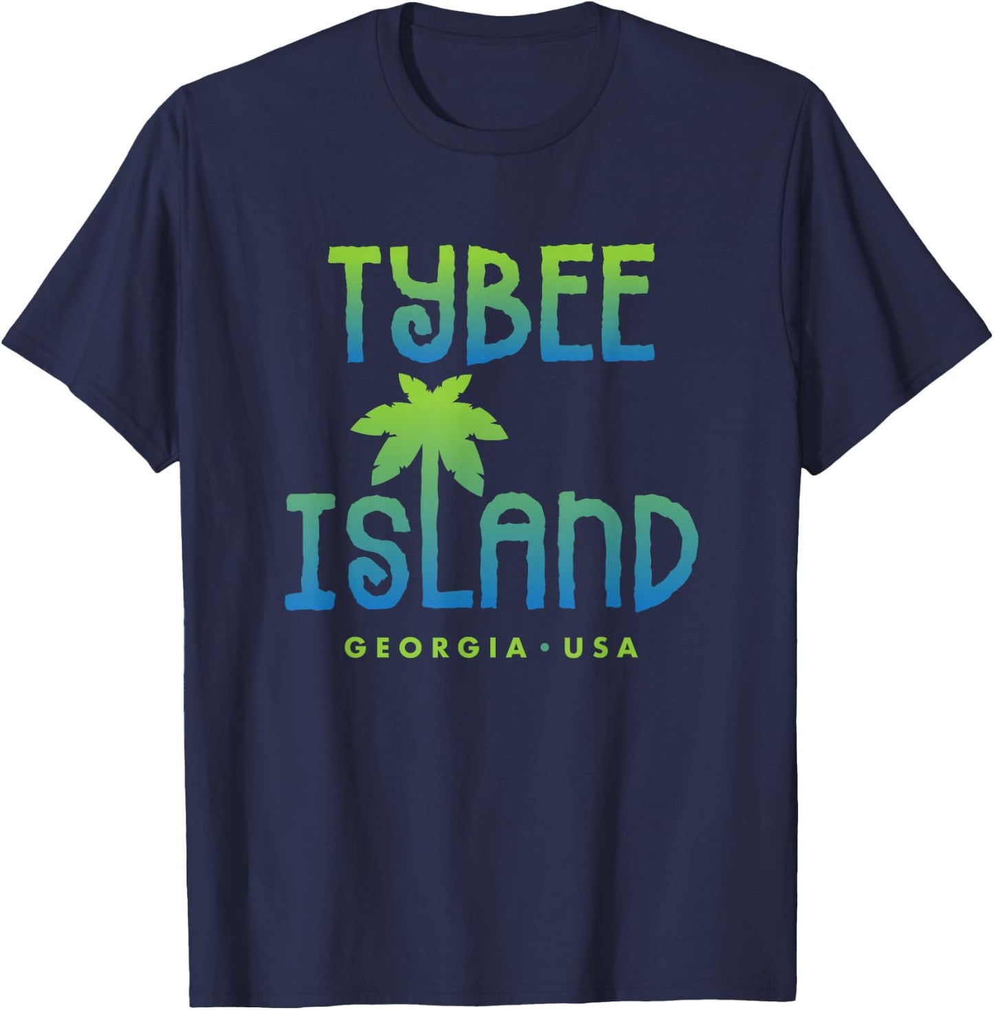 Tybee Island Georgia Typographic Design T-Shirt - T-Shirt | Navy
