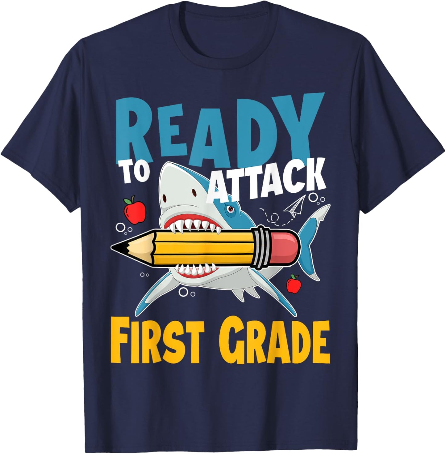 Kids First day of 1st Grade Ready to Attack First Grade T-Shirt - T-Shirt | Navy