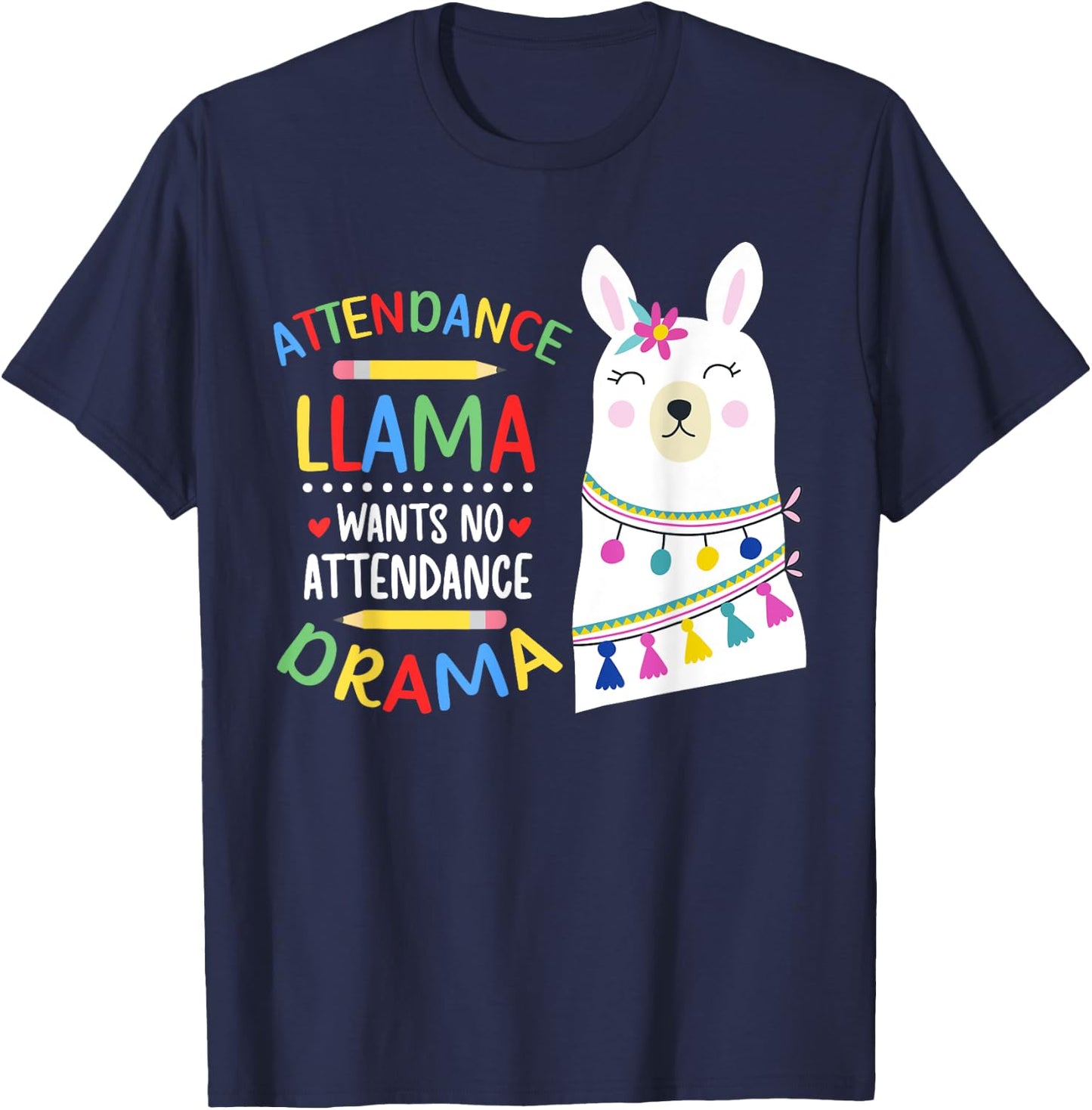 Attendance Llama Attendance Clerk School Attendance Clerk T-Shirt - T-Shirt | Navy