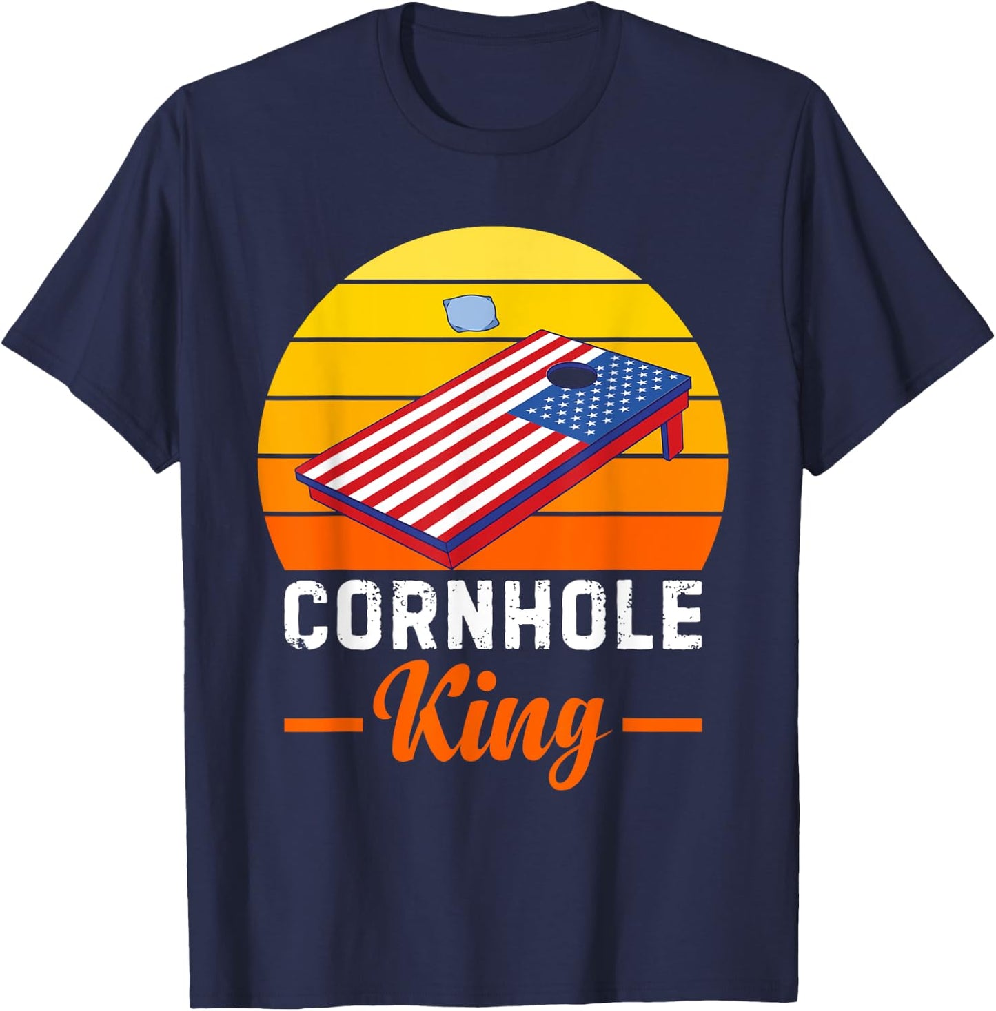 Funny Cornhole King Bean Bags T-Shirt - T-Shirt | Navy