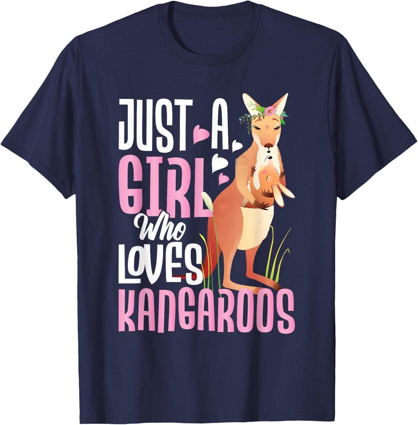 Just A Girl Who Loves Kangaroos - Australian Animal Lover T-Shirt - T-Shirt | Navy