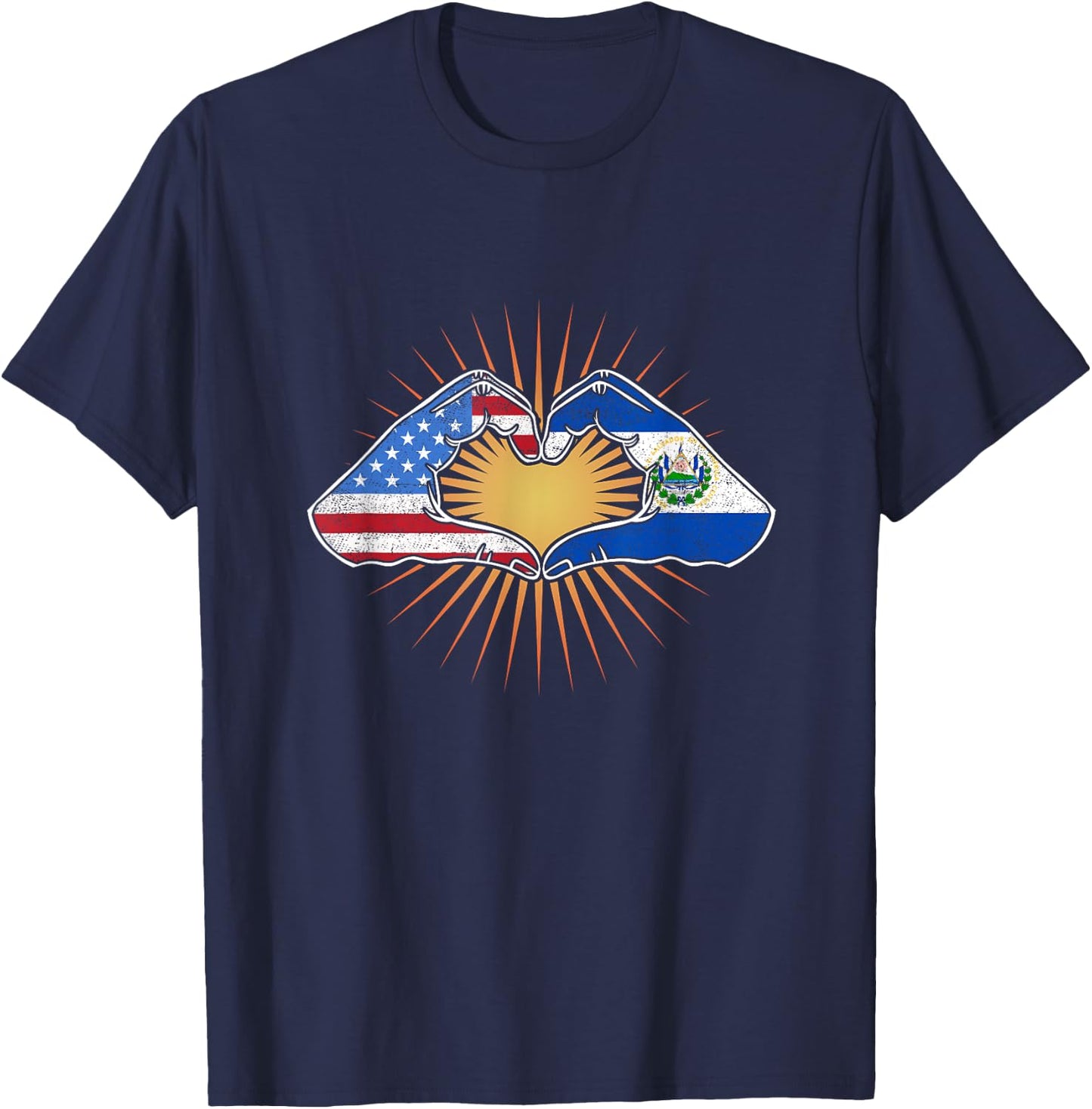 Heart Hands USA and El Salvador T-Shirt - T-Shirt | Navy
