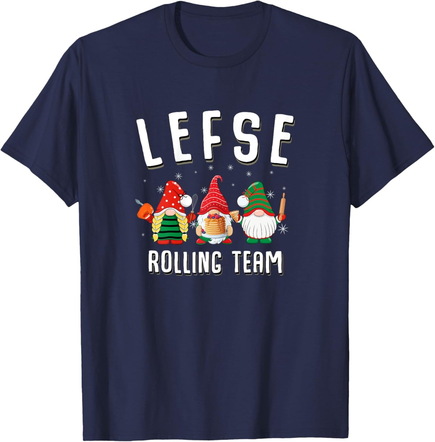 Lefse Rolling Team Christmas Baking Gnomes T-Shirt - T-Shirt | Navy