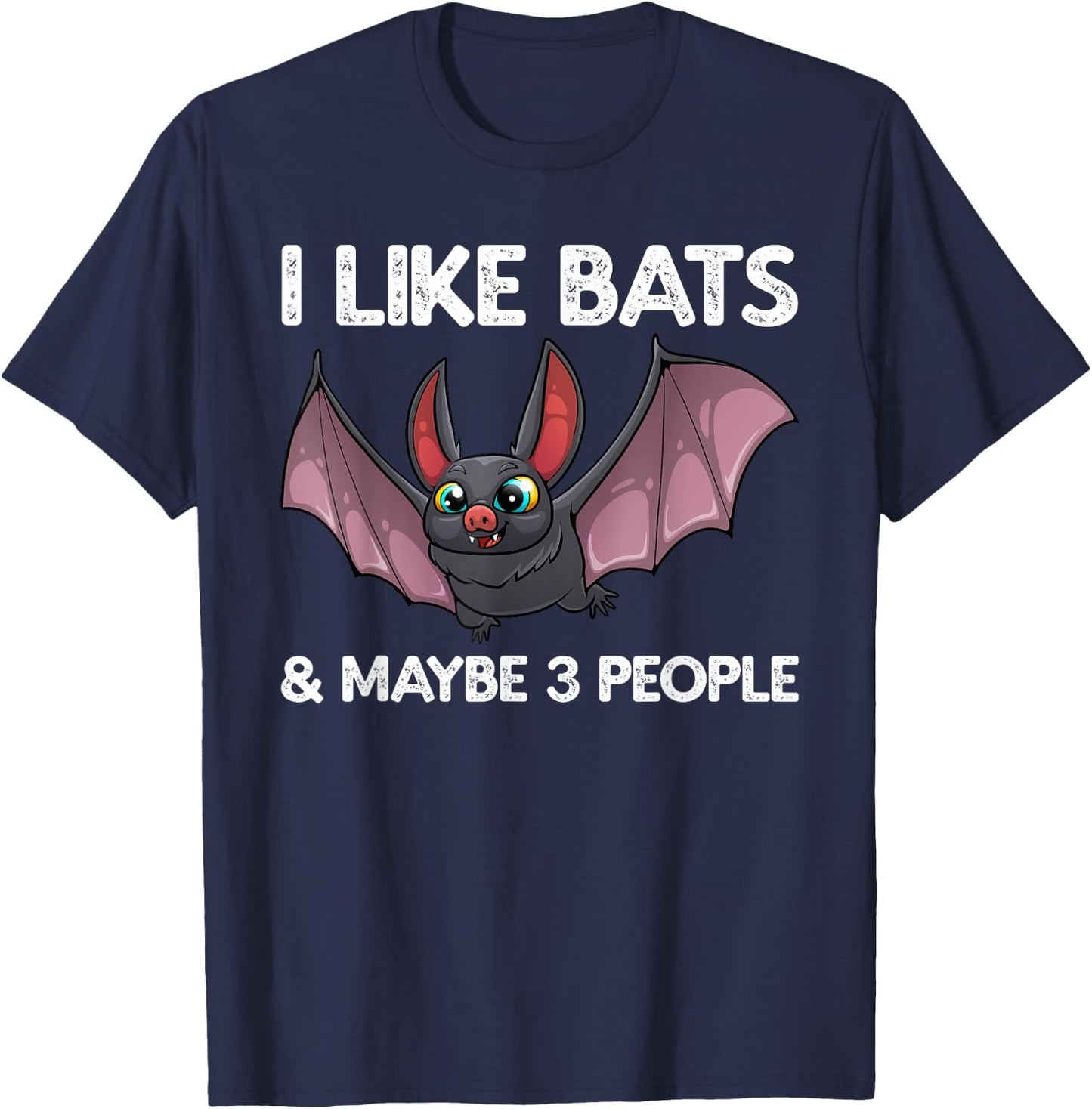Cute Bat Art Women Nocturnal Bird Creature Bat Lover T-Shirt - T-Shirt | Navy