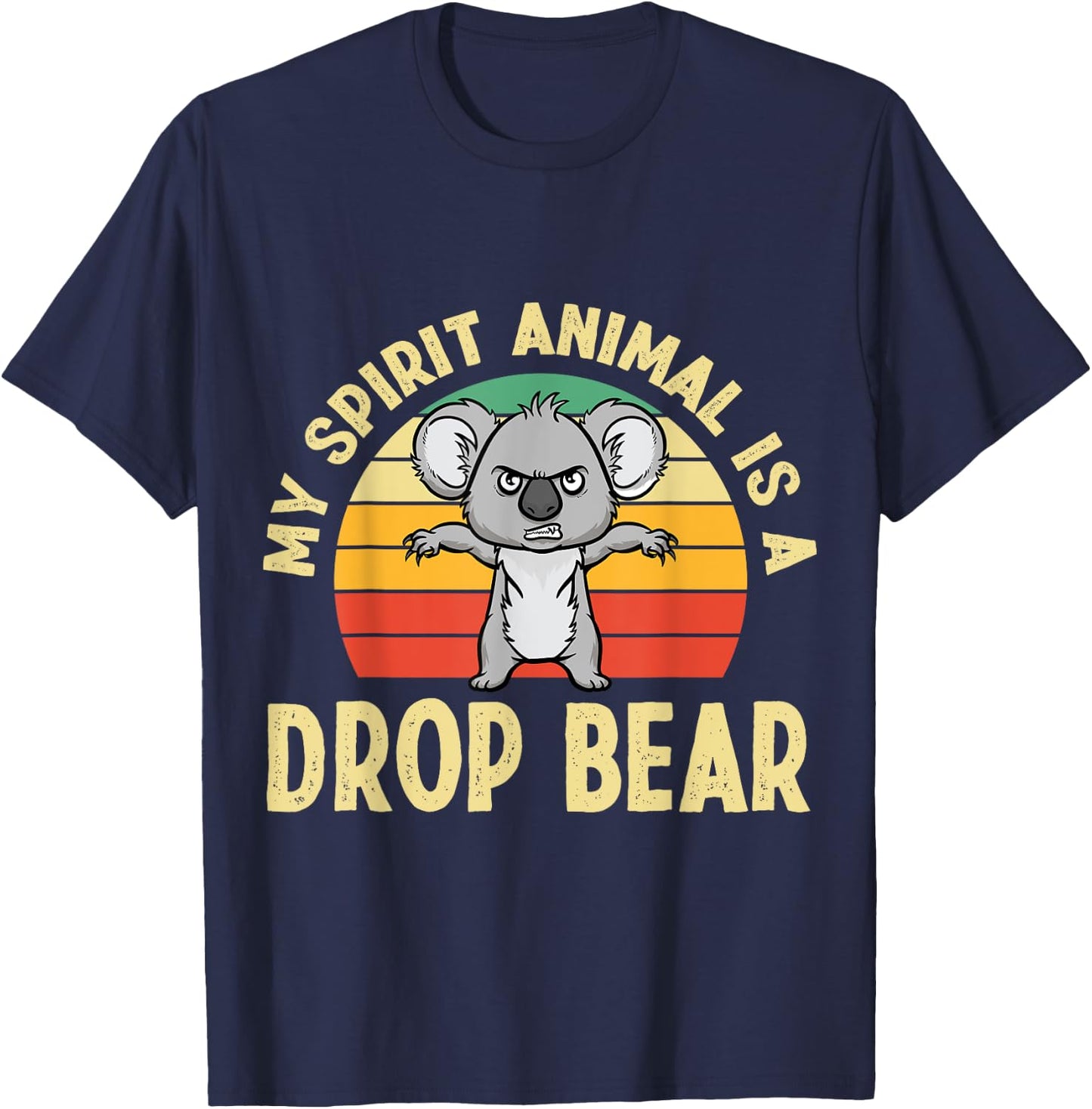 Australian Feral Koala, Spirit Animal Drop Bear T-Shirt - T-Shirt | Navy