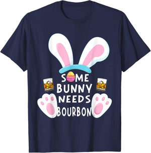 Some Bunny Needs Bourbon Wine Women Rabbit Funny Easter Day T-Shirt - T-Shirt | Navy