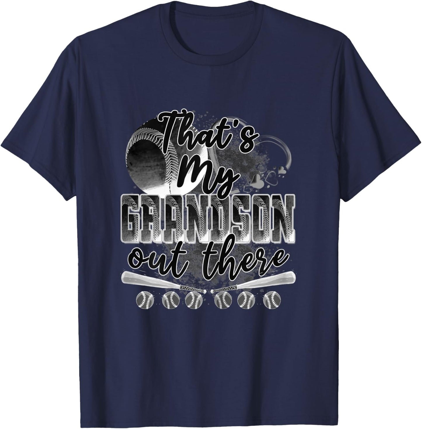 That's My Grandson Out There Gifts Women Baseball Grandma T-Shirt - T-Shirt | Navy