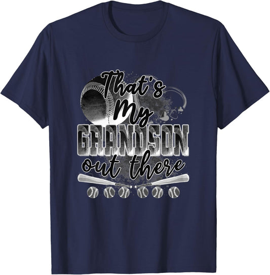 That's My Grandson Out There Gifts Women Baseball Grandma T-Shirt - T-Shirt | Navy