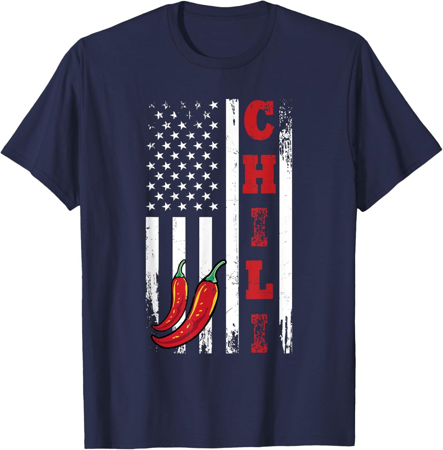 America Chili USA Flag Spicy Red Pepper 4th Of July T-Shirt - T-Shirt | Navy
