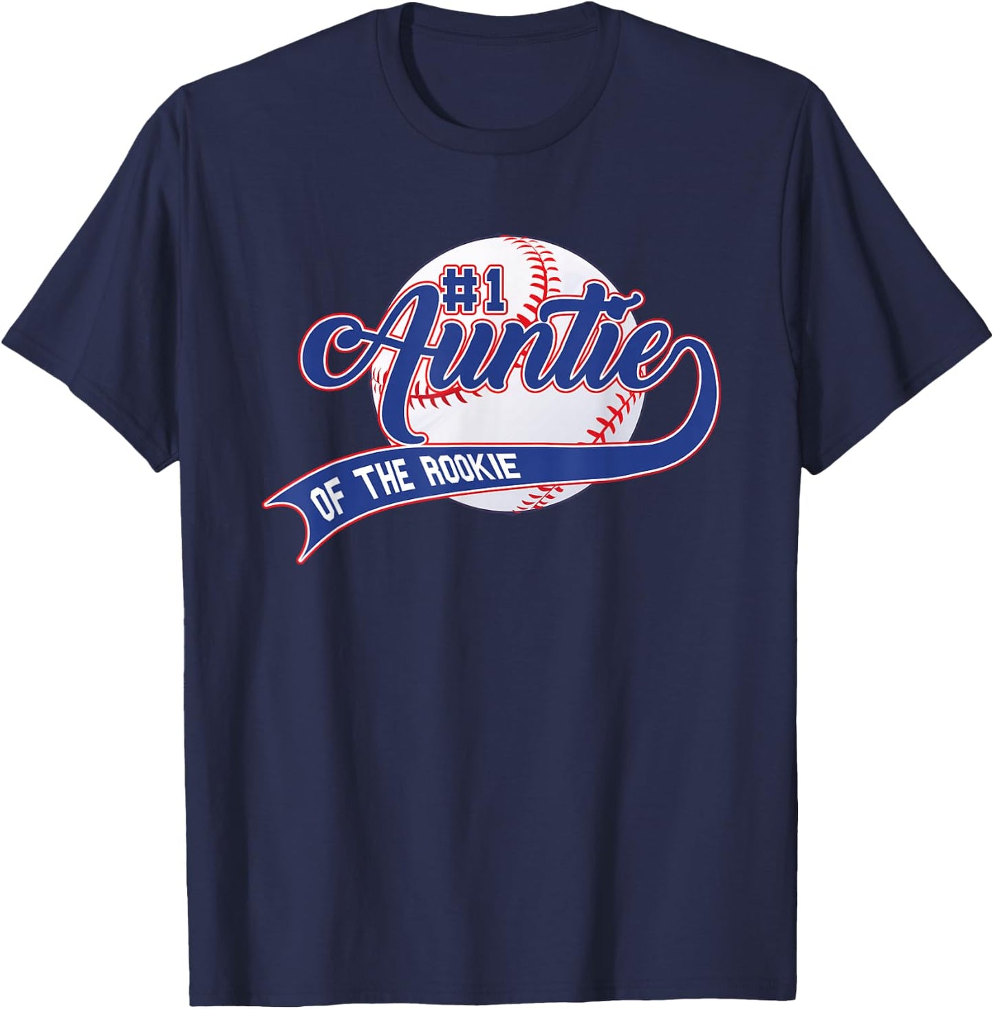 Auntie Of The Rookie 1st Birthday Baseball Family Rookie T-Shirt - T-Shirt | Navy