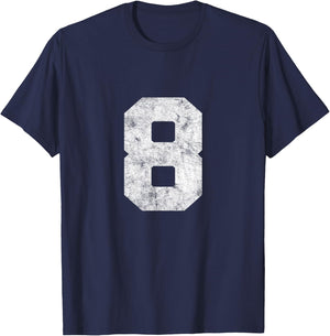 Vintage Lucky Number 8 Birthday Sports Player Team Athlete T-Shirt - T-Shirt | Navy