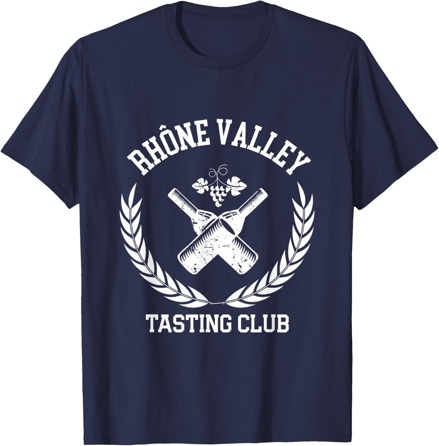 Preppy Varsity Aesthetic Rhone Valley Tasting Club wine T-Shirt - T-Shirt | Navy