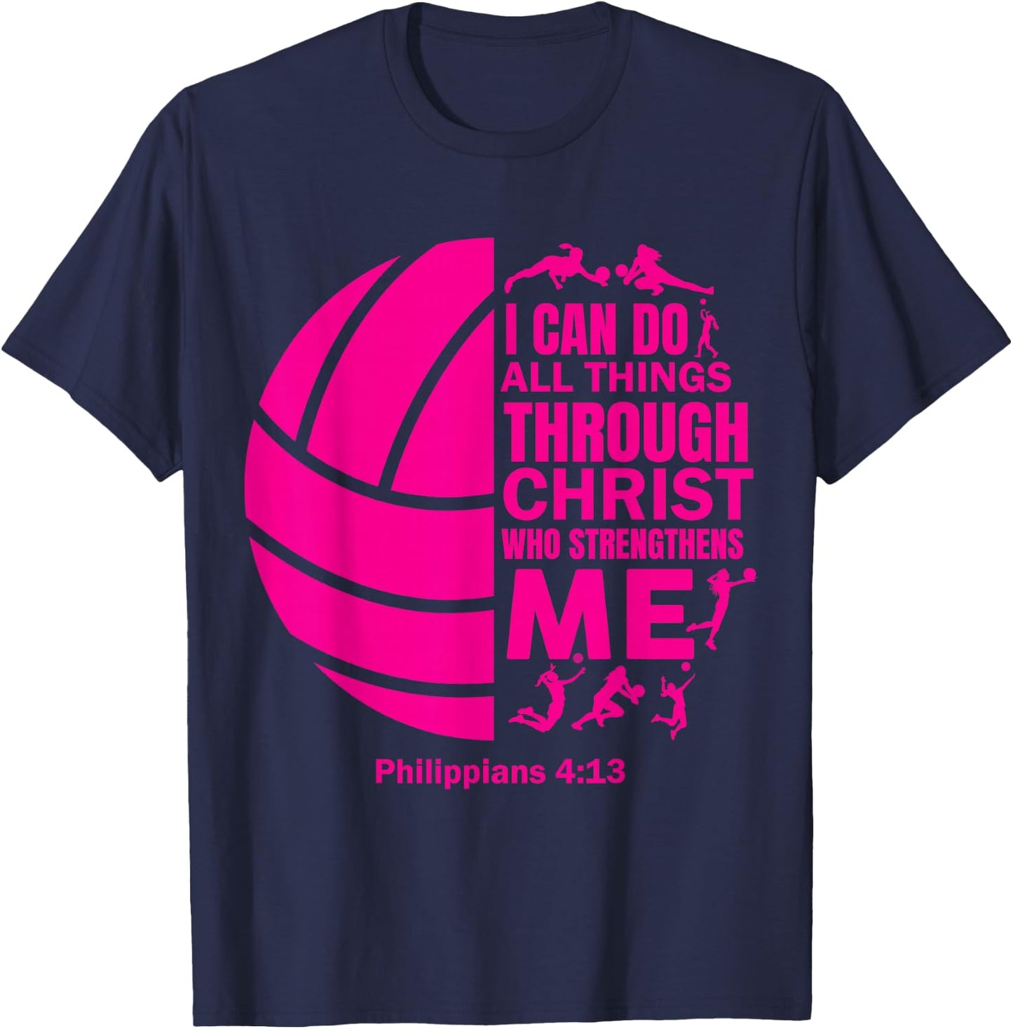 Women Volleyball-Shirt for Teen Girls Funny Christian Christ T-Shirt - T-Shirt | Navy