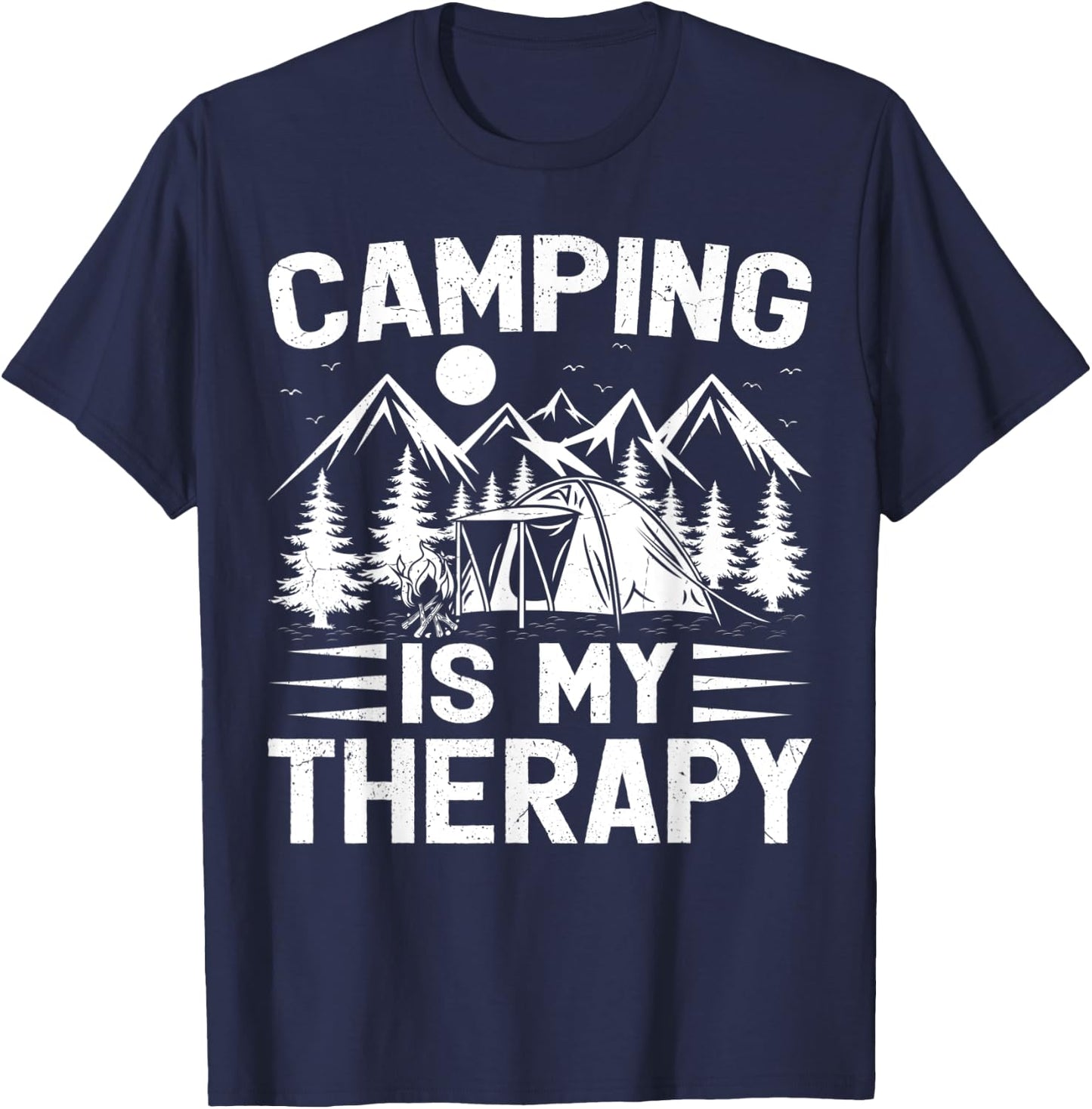 Funny Camper Camping Is My Therapy T-Shirt - T-Shirt | Navy