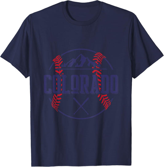 Vintage Distressed Colorado Rocky Mountain Silhouette T-Shirt - T-Shirt | Navy