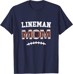 Lineman Mom, Football Mom Gift, O-Line and D-Line Sports Mom T-Shirt - T-Shirt | Navy