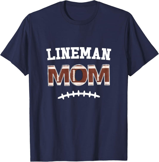 Lineman Mom, Football Mom Gift, O-Line and D-Line Sports Mom T-Shirt - T-Shirt | Navy