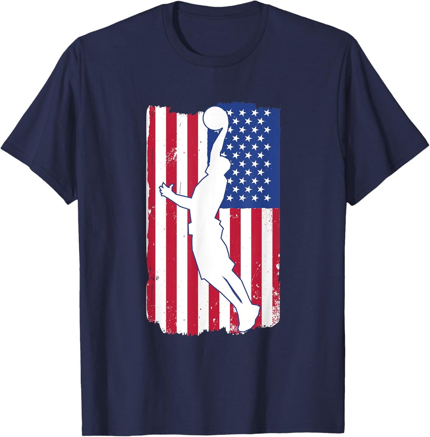 Basketball Player Basketball USA Team Coach American Flag T-Shirt - T-Shirt | Navy