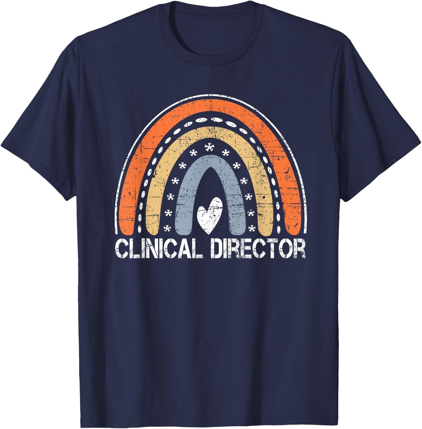 Funny Job Title Worker Vintage Rainbow Clinical Director T-Shirt - T-Shirt | Navy