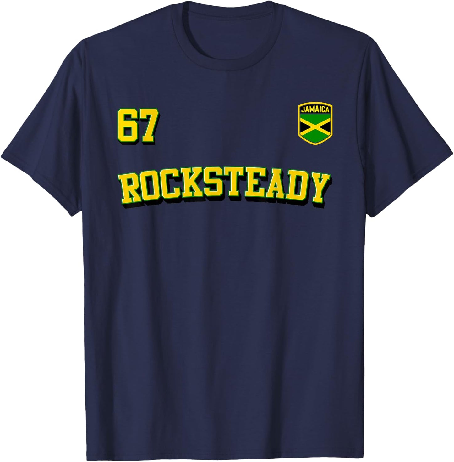 ROCKSTEADY 1967 Vintage Ska Reggae Music Jamaica Flag Jersey T-Shirt - T-Shirt | Navy