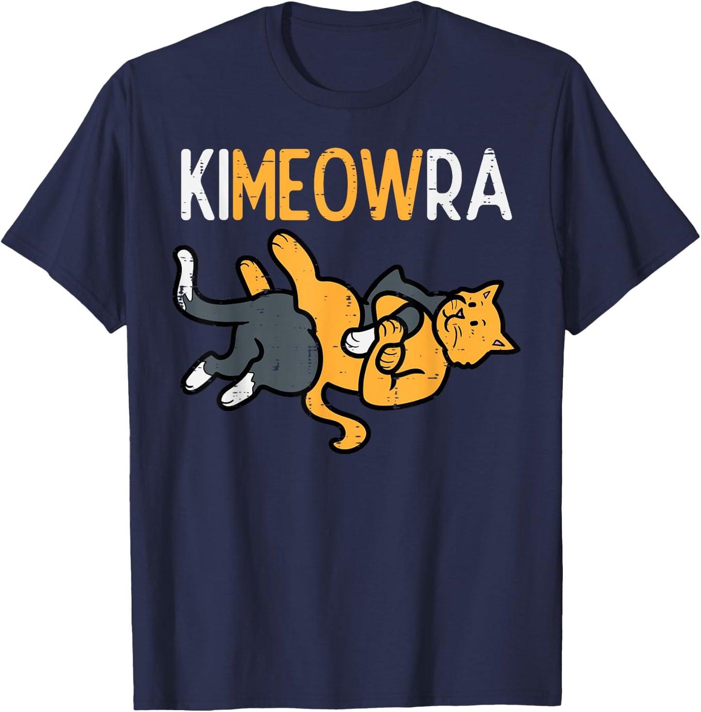 Kimeowra Cats Funny Martial Arts Bjj Mma Men Women Kids Boys T-Shirt - T-Shirt | Navy