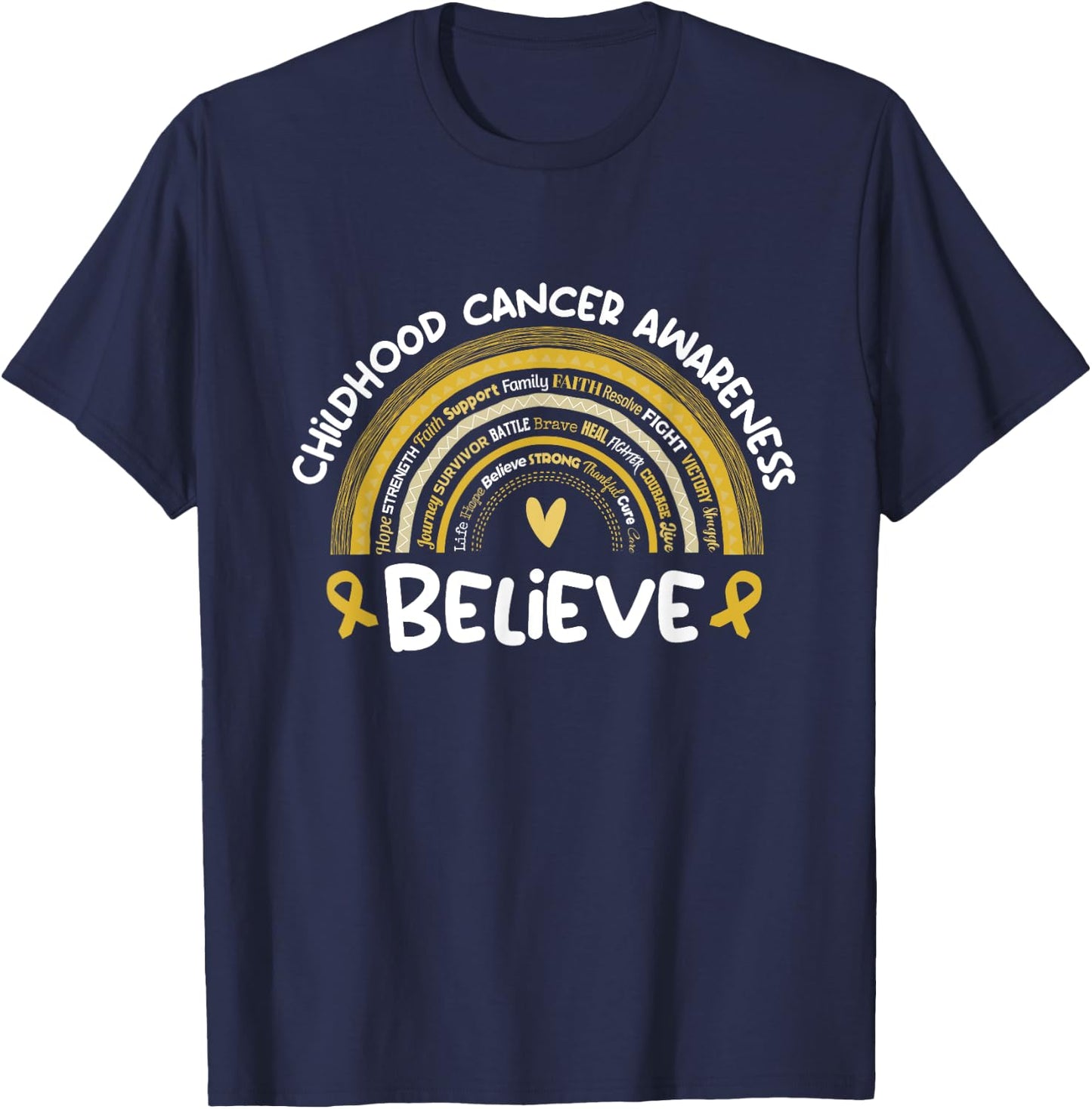 Believe | Childhood Cancer Awareness Month T-Shirt - T-Shirt | Navy