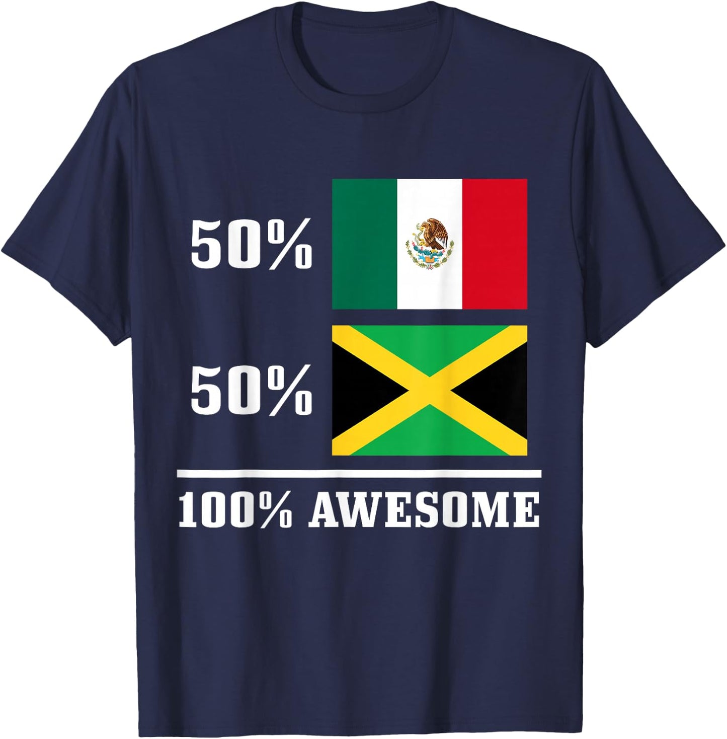 Mexico Jamaica Mexican Jamaican Flag Pride Funny T-Shirt - T-Shirt | Navy
