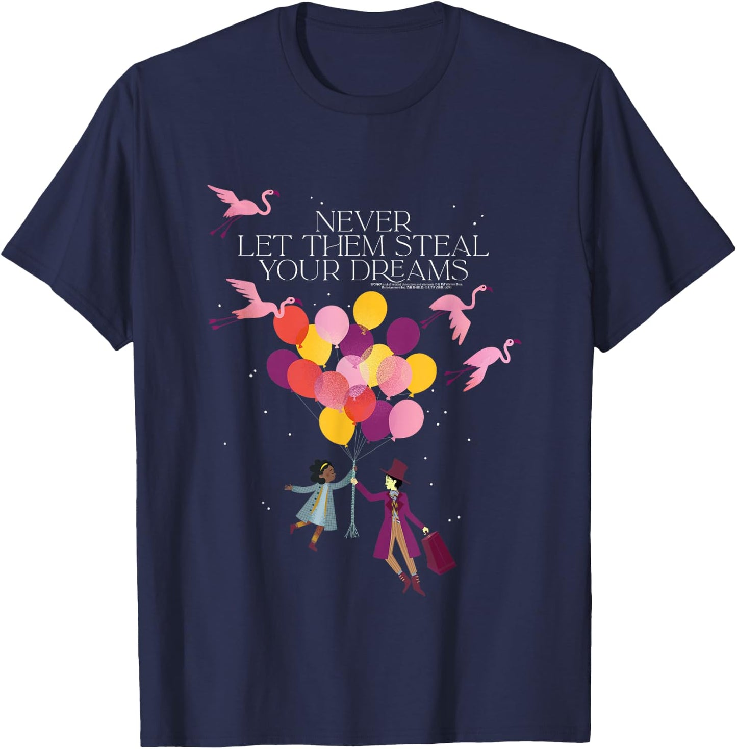 Wonka Movie Noodle and Wonka Balloon Silhouettes T-Shirt - T-Shirt | Navy