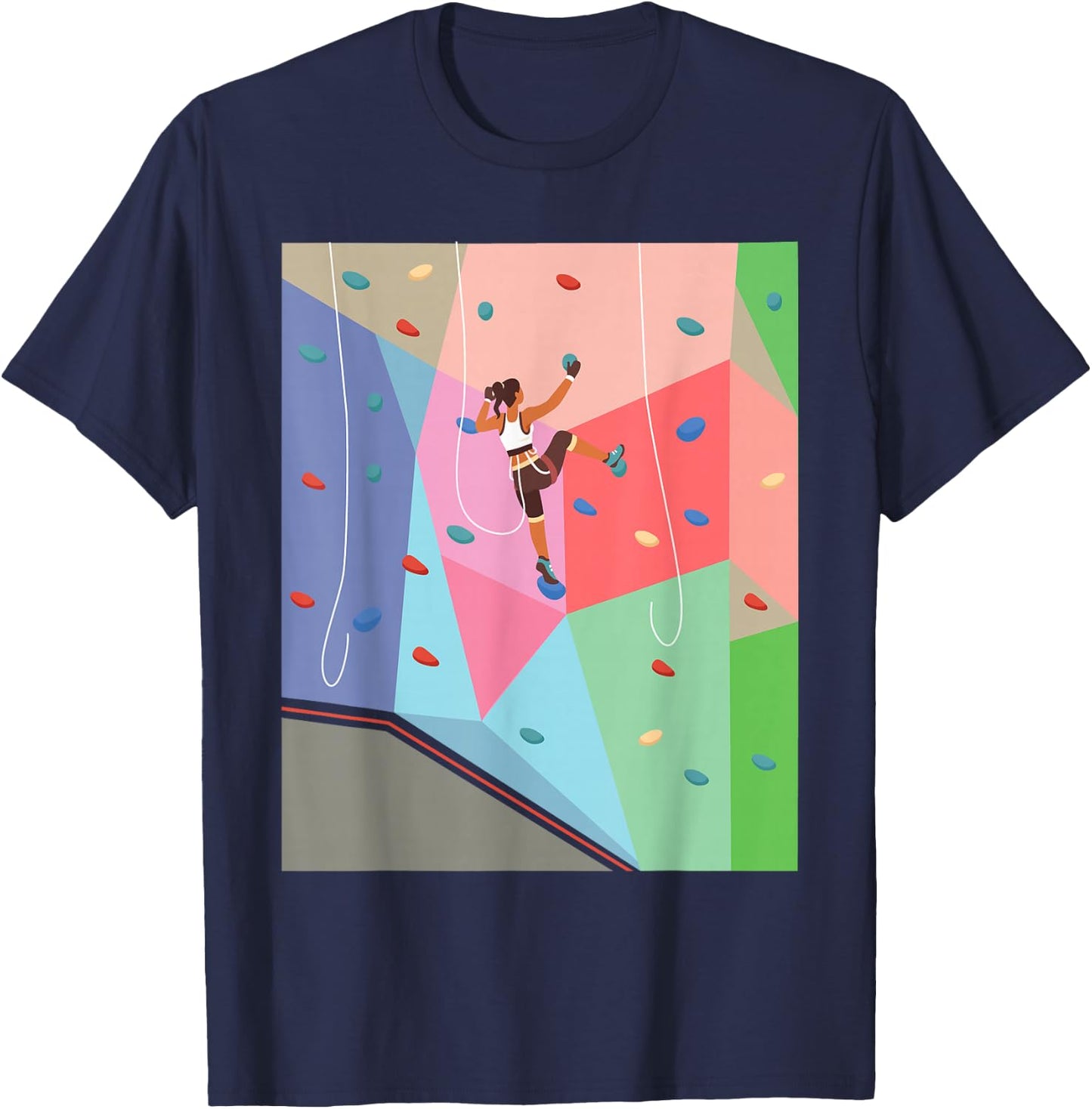 Wall Climbing Girl - Rock Climber Indoor Sports Adventure T-Shirt - T-Shirt | Navy