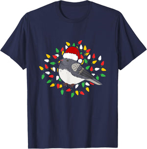 Holiday Xmas Santa Hat Dark Eyed Junco Bird Christmas T-Shirt - T-Shirt | Navy
