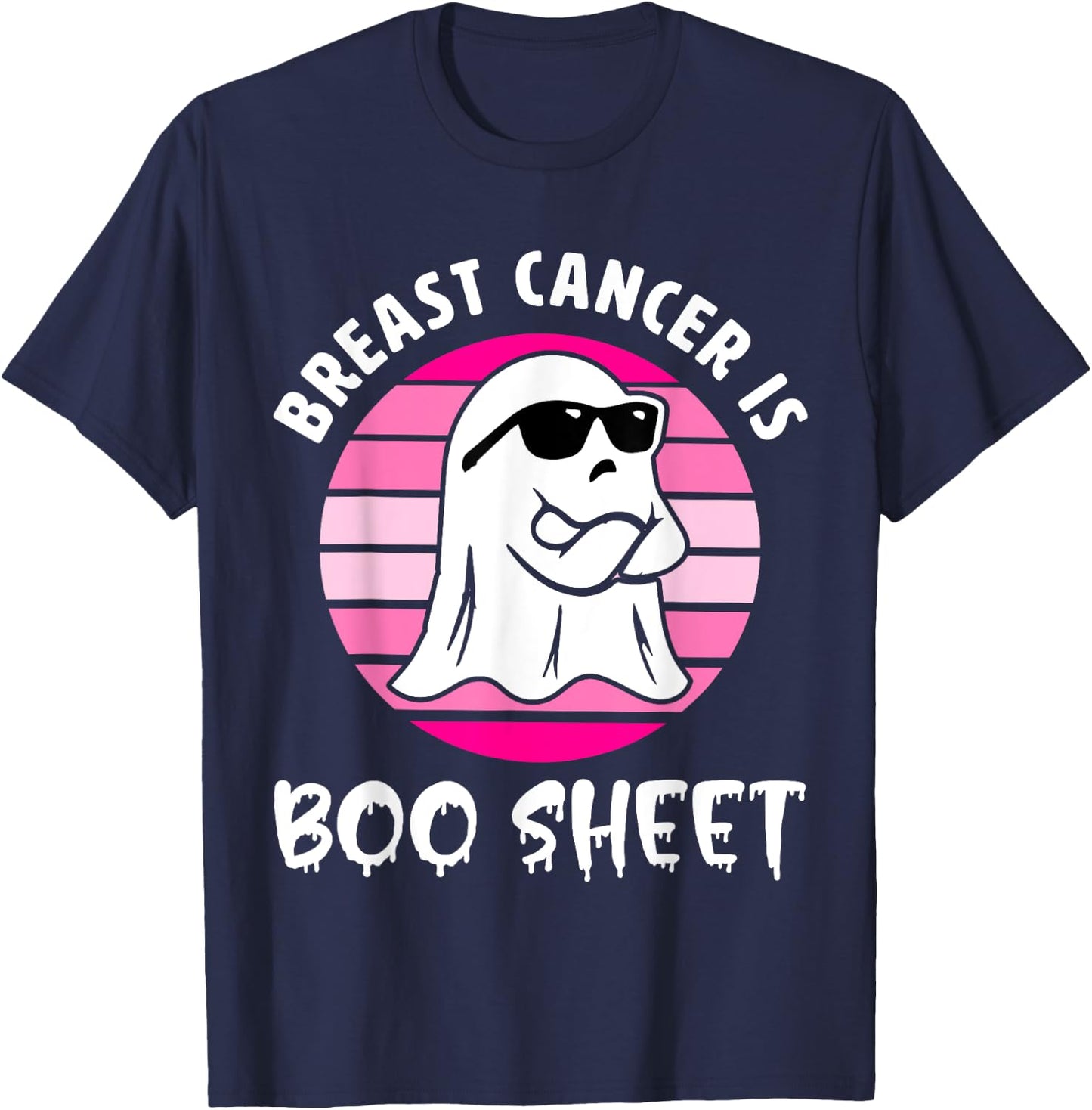 Breast Cancer Is Boo Sheet Halloween Breast Cancer Awareness T-Shirt - T-Shirt | Navy