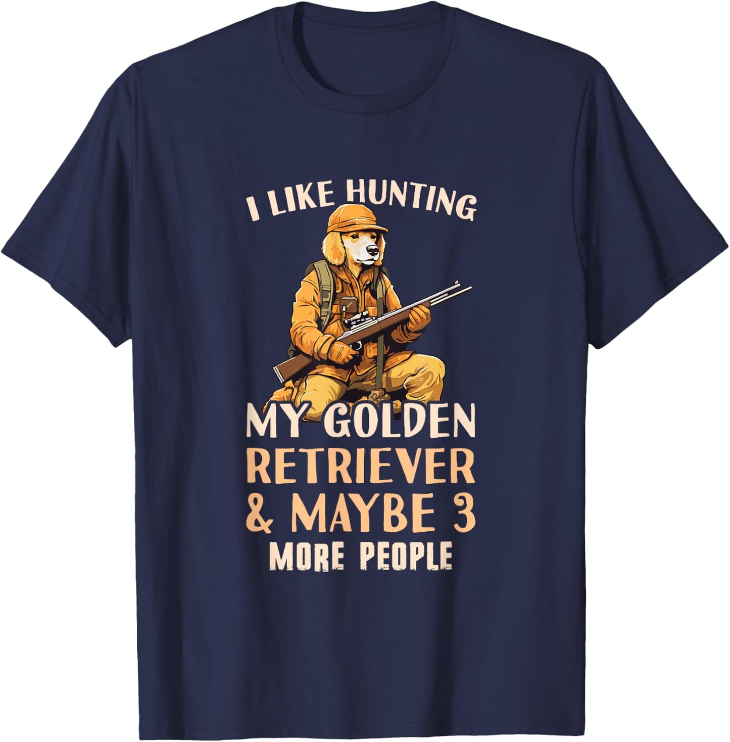 Golden Retriever Hunter Outfit & Golden Retriever Hunting T-Shirt - T-Shirt | Navy