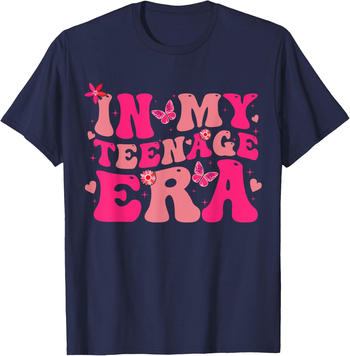 In My Teenage Era Retro Groovy 13 to 19 years Teenager T-Shirt - T-Shirt | Navy