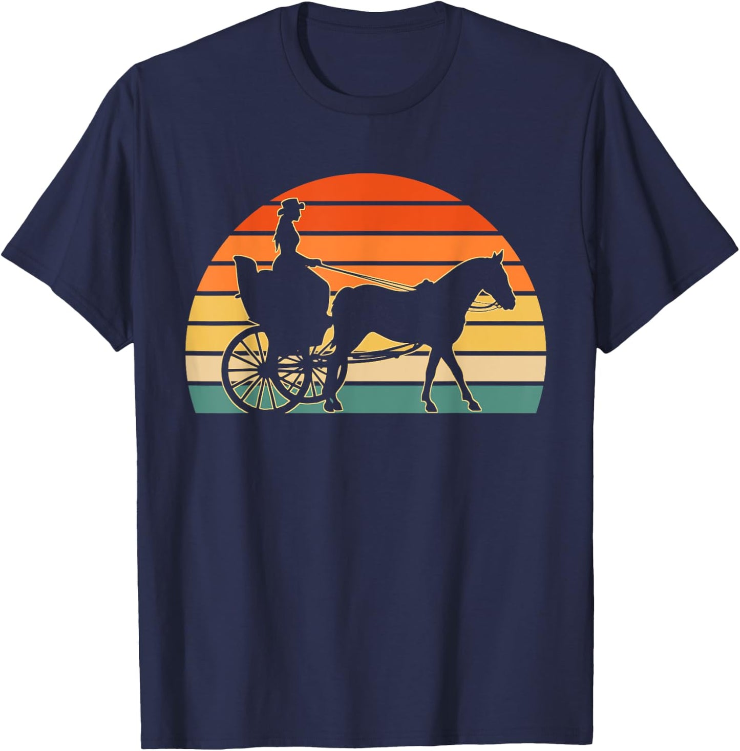 Horse Carriage Driving Women Horse Riding Cowgirl T-Shirt - T-Shirt | Navy