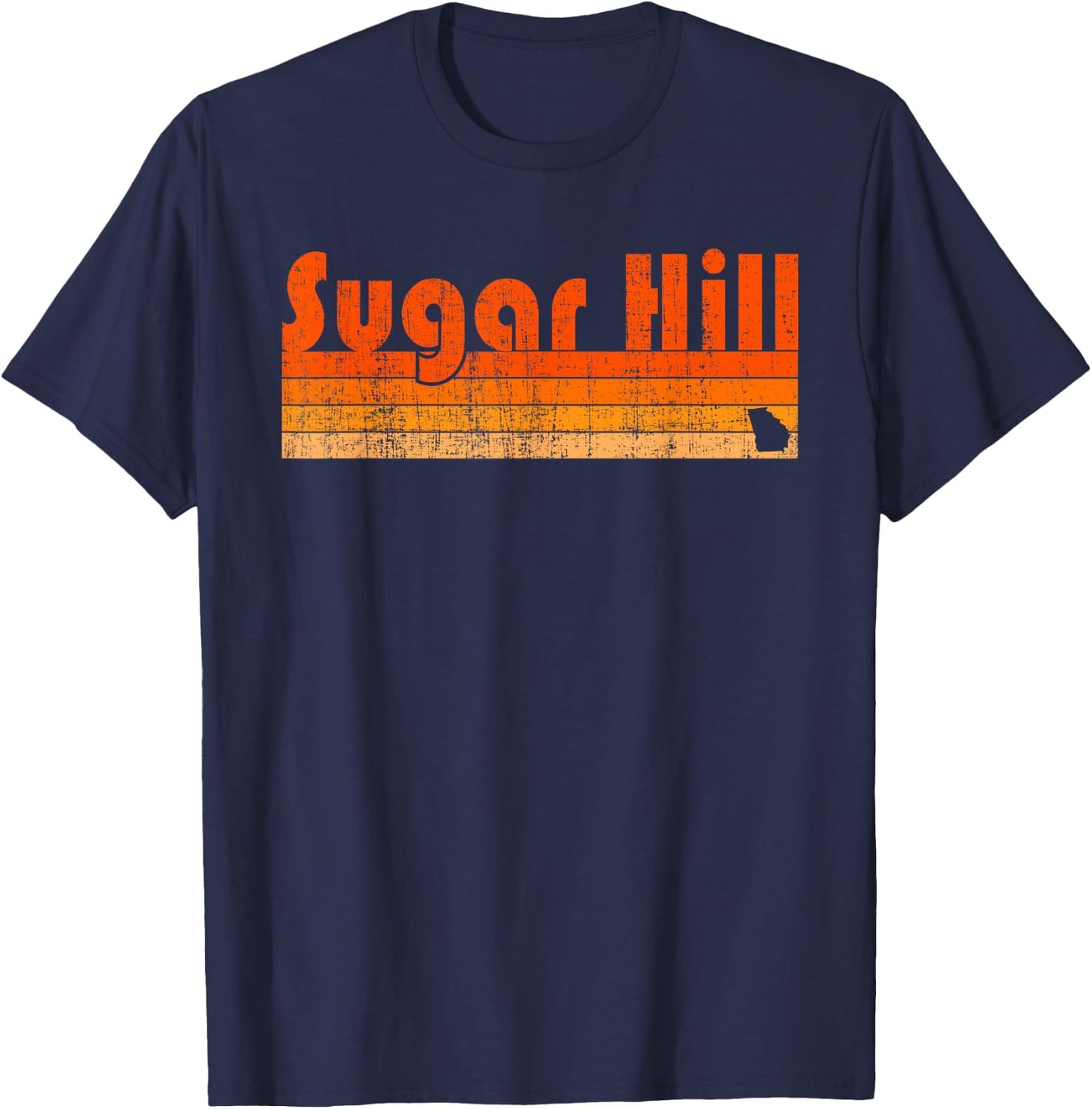 Sugar Hill, Georgia Retro 80s Style T-Shirt - T-Shirt | Navy