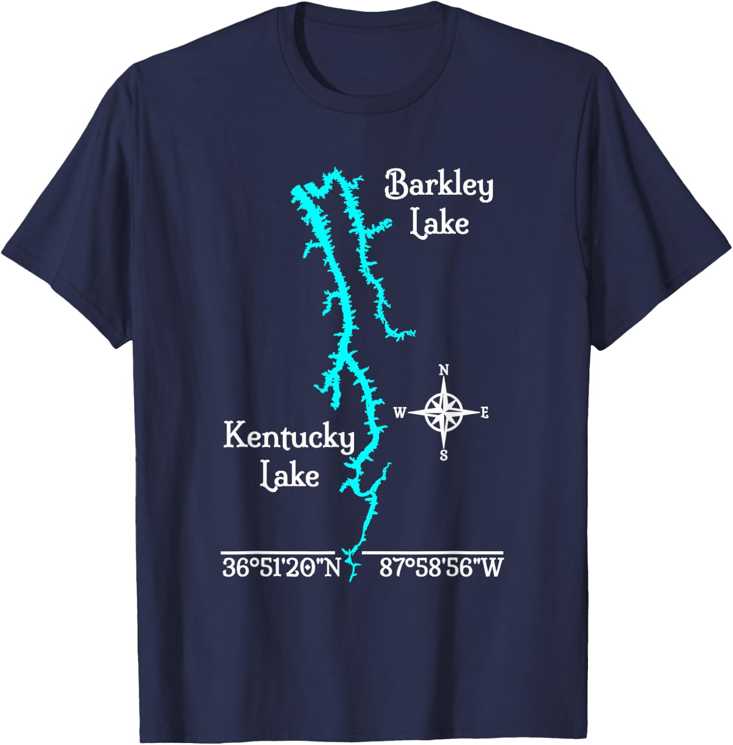 Kentucky & Barkley Lake, Kentucky & Tennessee T-Shirt - T-Shirt | Navy
